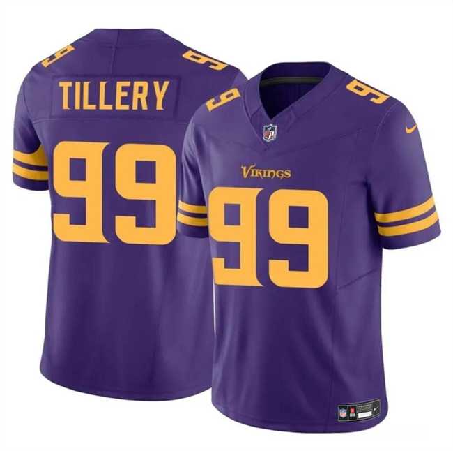 Men & Women & Youth Minnesota Vikings #99 Jerry Tillery Purple 2023 F.U.S.E. Color Rush Untouchable Limited Stitched Jersey